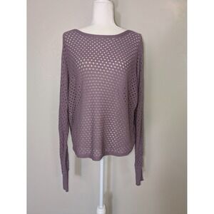 Eesome‎ Open Knit Sweater M/L Purple Crochet Long Sleeve Lightweight Top